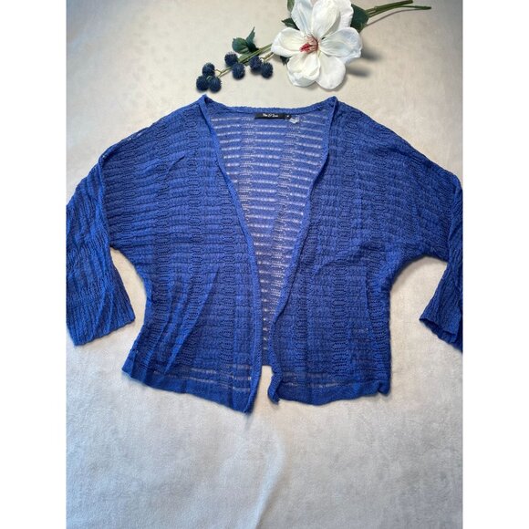 Anthropologie Nie & Zoe Sheer Linen Cardigan Sweater S Cottagecore Y2K Dainty - Picture 1 of 6